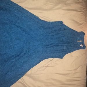 Greenish-blue colored short flowy dress